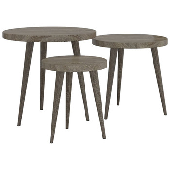 3-dijelni set bočnih stolića sivi od MDF-a i željeza 286095
