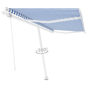 Samostojeća automatska tenda 450 x 350 cm plavo-bijela 3069646