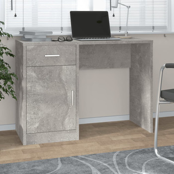 Radni stol s ladicom i ormarićem boja betona 100x40x73cm drveni 342654