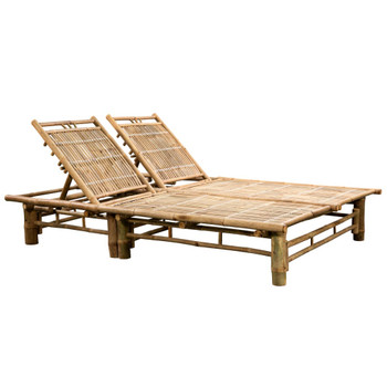 Ležaljka za sunčanje za dvije osobe od bambusa s jastucima 3063951