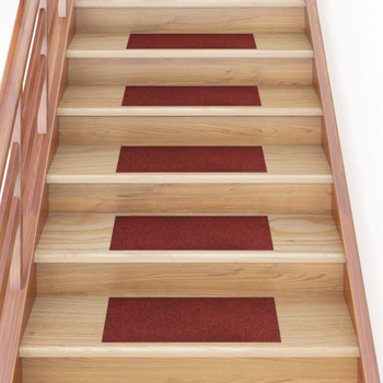 Samoljepljivi otirači za stepenice 15 kom 60 x 25 cm crveni 326916