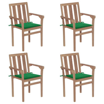 Složive vrtne stolice s jastucima 4 kom od masivne tikovine 3073384