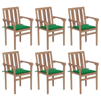 Složive vrtne stolice s jastucima 6 kom od masivne tikovine 3073411