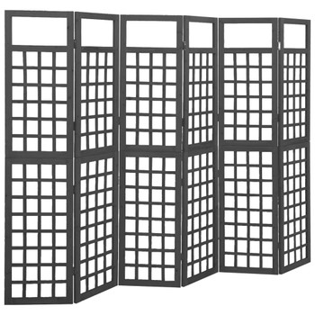 Sobna pregrada / rešetka sa 6 panela jelovina 242,5x180 cm crna 316485
