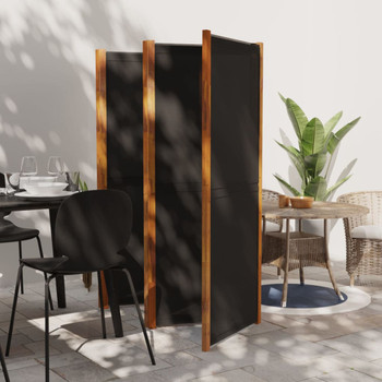 Sobna pregrada s 5 panela crna 350 x 180 cm 319181