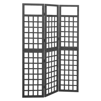 Sobna pregrada / rešetka s 3 panela od jelovine 121x180 cm crna 316482