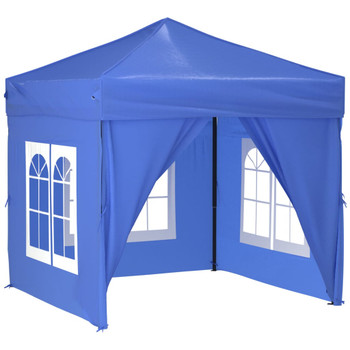 Sklopivi šator za zabave s bočnim zidovima 2 x 2 m plavi 93500