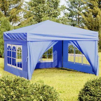 Sklopivi šator za zabave s bočnim zidovima 3 x 3 m plavi 93521