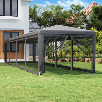 Šator za zabave 10 mrežastih bočnih zidova antracit 3x12 m HDPE 319249