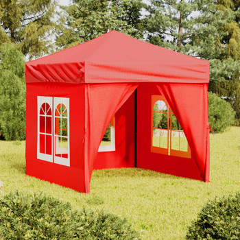 Sklopivi šator za zabave s bočnim zidovima 2 x 2 m crveni 93506