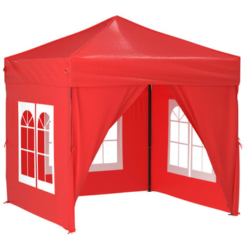 Sklopivi šator za zabave s bočnim zidovima 2 x 2 m crveni 93506