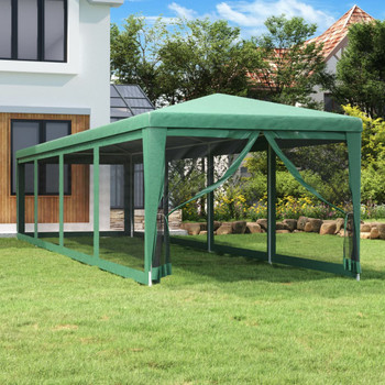 Šator za zabave s 10 mrežastih bočnih zidova zeleni 3x12 m HDPE 319248