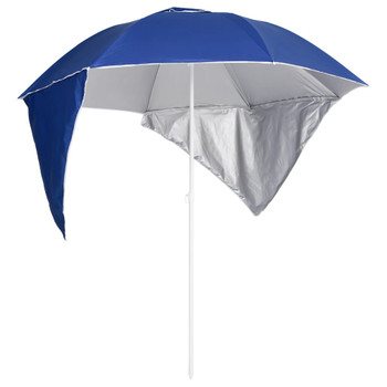 Suncobran za plažu s bočnim stijenkama plavi 215 cm 318837