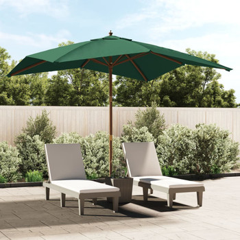 Vrtni suncobran s drvenim stupom zeleni 300 x 300 x 273 cm 363192