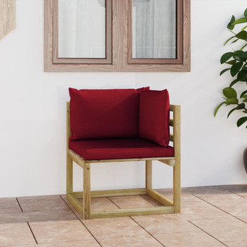 Vrtna kutna sofa s jastucima od zeleno impregnirane borovine 3065201