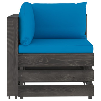 Modularna kutna sofa s jastucima od sivo impregniranog drva 3068112