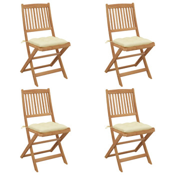 Sklopive vrtne stolice s jastucima 4 kom od bagremovog drva 3064688