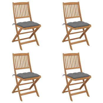 Sklopive vrtne stolice s jastucima 4 kom od bagremovog drva 3064687