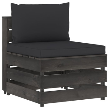 Modularna srednja sofa s jastucima od sivo impregniranog drva 3068127