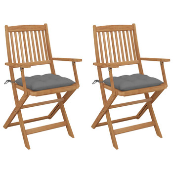 Sklopive vrtne stolice s jastucima 2 kom od bagremovog drva 3064606