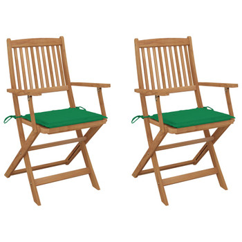 Sklopive vrtne stolice s jastucima 2 kom od bagremovog drva 3064595