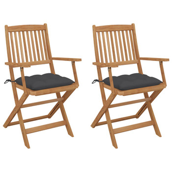 Sklopive vrtne stolice s jastucima 2 kom od bagremovog drva 3064605