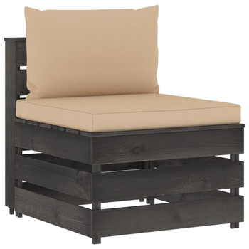 Modularna srednja sofa s jastucima od sivo impregniranog drva 3068123