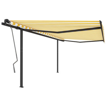 Automatska tenda na uvlačenje sa stupovima 4 x 3 m žuto-bijela 3070148