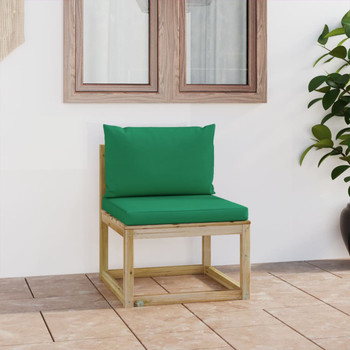 Vrtna srednja sofa s jastucima od zeleno impregnirane borovine 3065082
