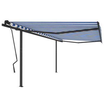 Automatska tenda sa stupovima 4,5 x 3,5 m plavo-bijela 3070246