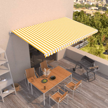 Tenda na ručno uvlačenje 500 x 350 cm žuto-bijela 3069018