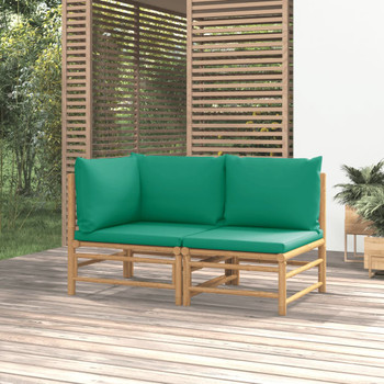 2-dijelna vrtna garnitura od bambusa sa zelenim jastucima 362291