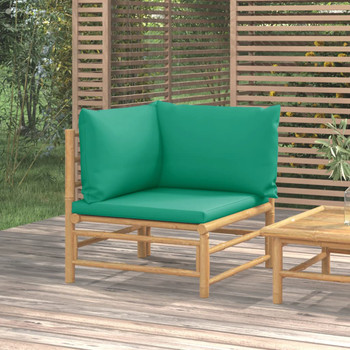 Kutna vrtna sofa od bambusa sa zelenim jastucima 362293