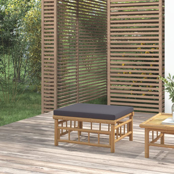Vrtni tabure od bambusa s tamnosivim jastukom 362310