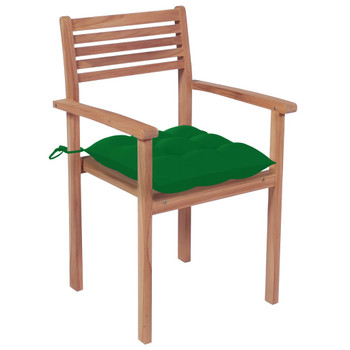 Vrtne stolice sa zelenim jastucima 2 kom od masivne tikovine 3062282