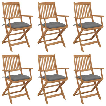 Sklopive vrtne stolice s jastucima 6 kom masivno bagremovo drvo 3074956