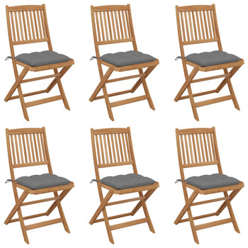 Sklopive vrtne stolice s jastucima 6 kom masivno bagremovo drvo 3075010