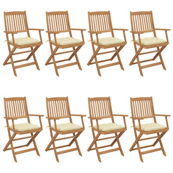 Sklopive vrtne stolice s jastucima 8 kom masivno bagremovo drvo 3074984