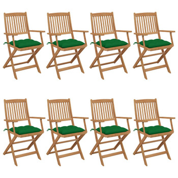 Sklopive vrtne stolice s jastucima 8 kom masivno bagremovo drvo 3074987