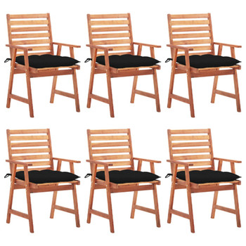 Vrtne blagovaonske stolice s jastucima 6 kom od bagremovog drva 3078369
