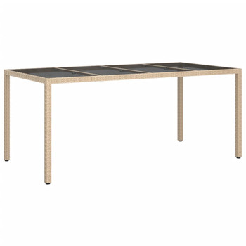 Vrtni stol bež 190 x 90 x 75 cm od kaljenog stakla i poliratana 316717
