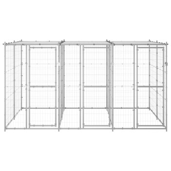 Vanjski kavez za pse od pocinčanog čelika s krovom 7,26 m² 3082272