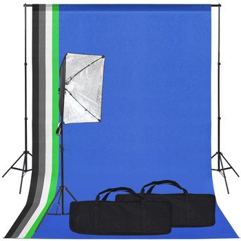 Fotografska oprema s rasvjetom softbox i pozadinom 3094671