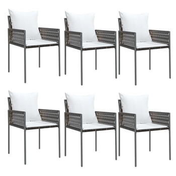 Vrtne stolice s jastucima 6 kom smeđe 54x61x83 cm od poliratana 3187088