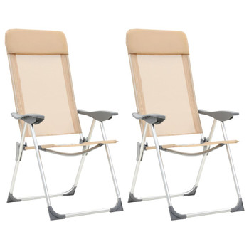 Sklopive stolice za kampiranje 2 kom krem aluminijske 44306