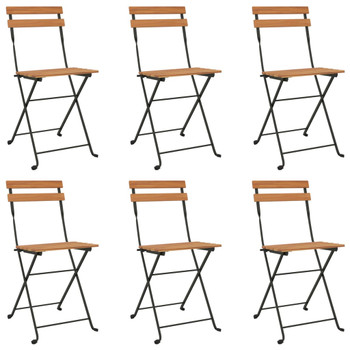 Sklopive bistro stolice 6 kom od masivne tikovine i čelika 3152110