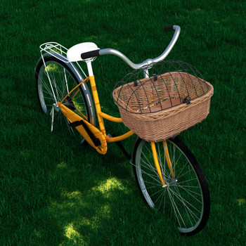 Prednja košara za bicikl s poklopcem 50x45x35 cm prirodna vrba 170902