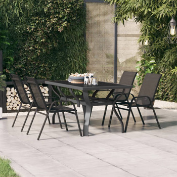 Vrtni stol sivo-crni 140 x 70 x 70 cm od čelika i stakla 318770
