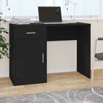 Radni stol s ladicom i ormarićem crni 100 x 40 x 73 cm drveni 342653