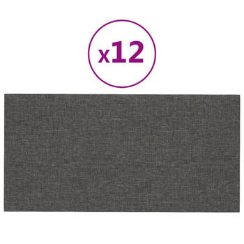 Zidne ploče od tkanine 12 kom tamnosive 30 x 15 cm 0,54 m² 343762
